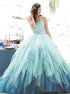 Ball Gown Strapless Tulle Ruffles Open Back Prom Dresses LBQ1441